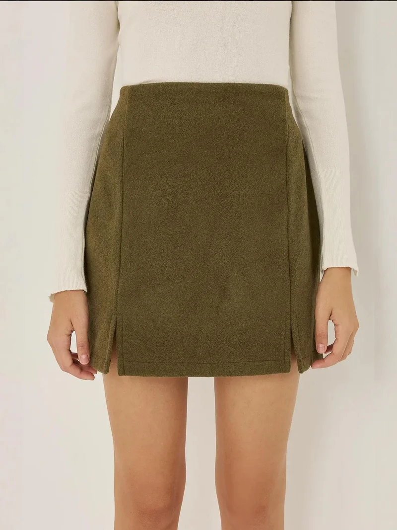 HICCUP High Waist Mini Skirt with Slit