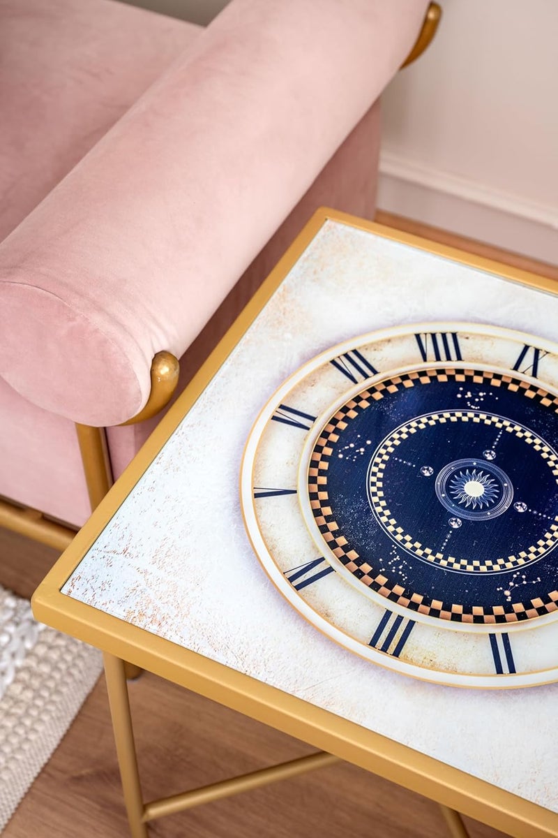 Dorable CelestiLuxe Patio Table for Poolside Garden Living Room Bedroom Small Spaces BlueGold Base