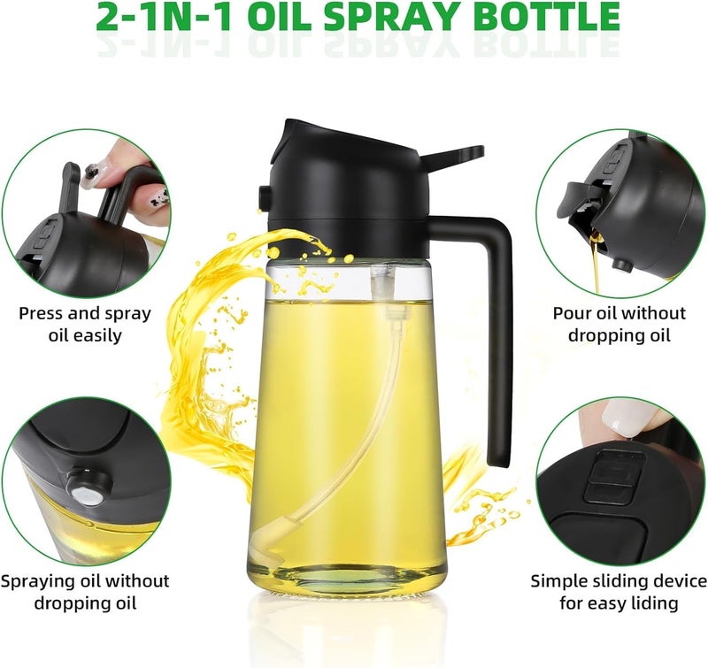 Cazuela Oil Sprayer for Kitchen 2 in 1 Olive Oil Sprayer and Oil Dispenser Oil Spray Bottle 500ML for Cooking Kitchen Air Fryer Salad Frying Baking Oil Sprayer Bottle Multi Color - Image 2