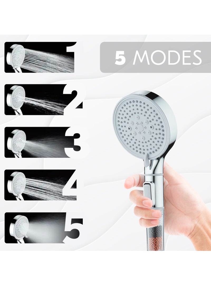 AMROAH Ionic High Pressure Filtered Shower Head with Hand Held, Showerhead Nozzle with 5 Spray Modes Bathroom Spa & Massage Filtration to Reduce Hair Loss & Dry Skin Ideal for Hard Water  - Image 3