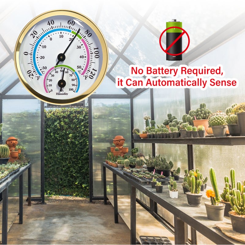 Temperature Humidity Monitor: Gold 2.24-Inch Shatterproof Weather-Resistant - Accurate -20℉ To 120℉ Readings Hygrometer For Home Office Greenhouse Baby Room Laboratory Outdoor Use - Image 2