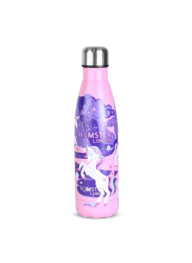 Hamster London Holo Neon Purple Unicorn Theme Stainless Steel Insulated Water Bottle | Thermos Flask Bottle 500ml | Hot and Cold | Food Grade & BPA Free Insulated Water Bottles - Image 1
