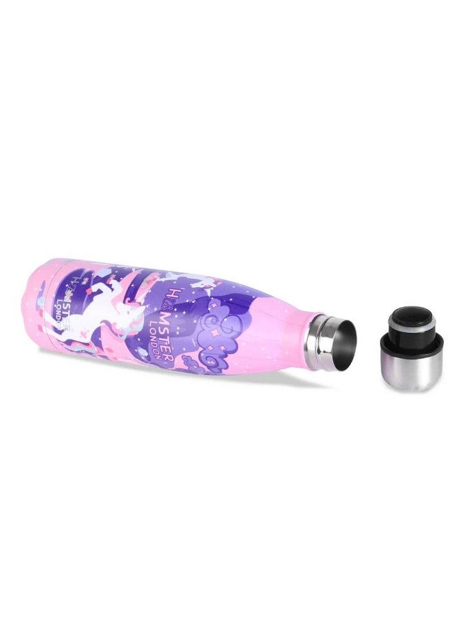 Hamster London Holo Neon Purple Unicorn Theme Stainless Steel Insulated Water Bottle | Thermos Flask Bottle 500ml | Hot and Cold | Food Grade & BPA Free Insulated Water Bottles - Image 3