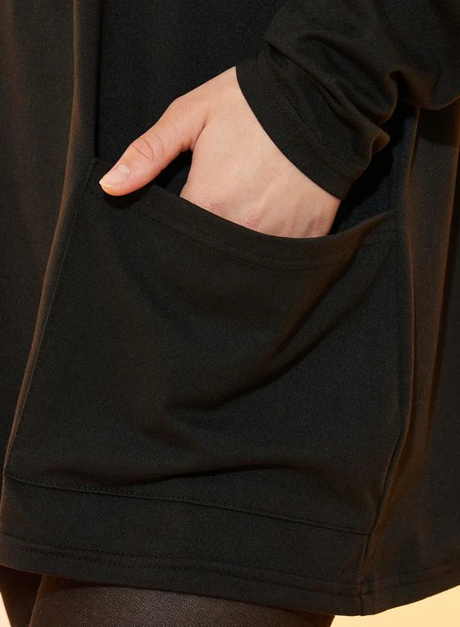 Take Two Dropped Shoulder Front Pocket Knit Top