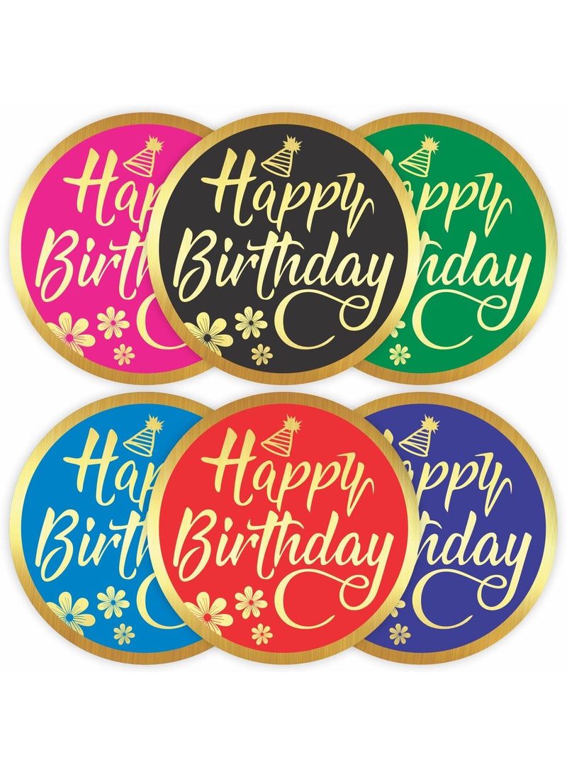 PARTH IMPEX Happy Birthday Stickers Seals Labels Pack of 120 2 Large Round Gold Foil Stamping for Cards Gift Envelopes Boxes 