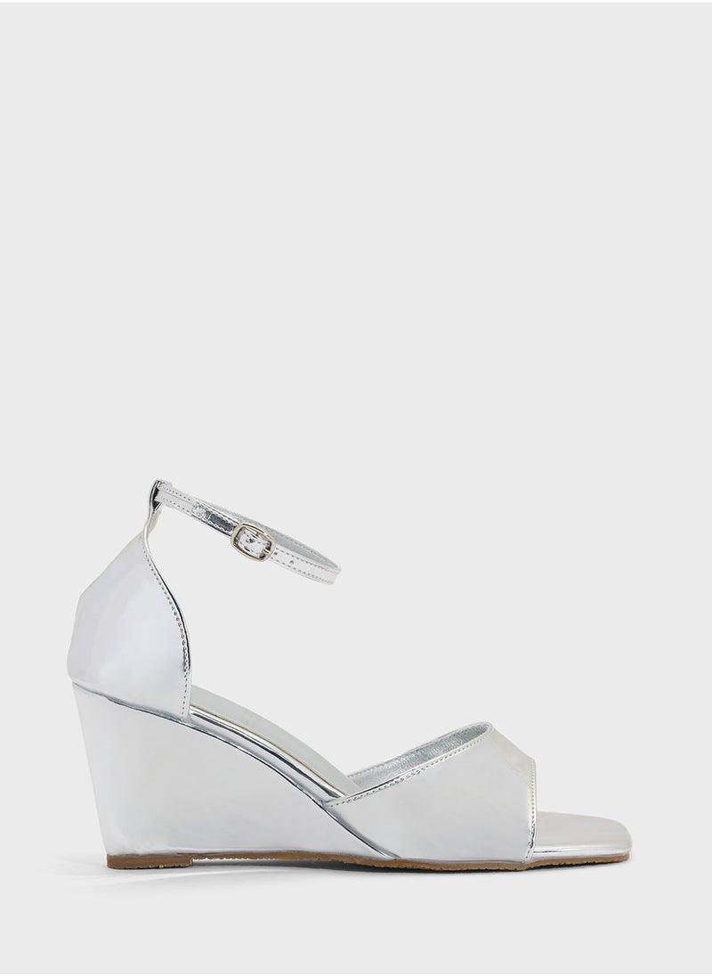 ELLA Mirror Counter Strap Wedge Sandal  - Image 1