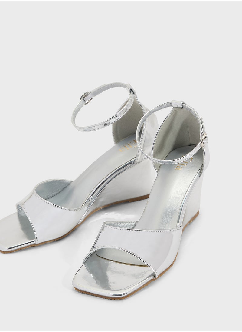 ELLA Mirror Counter Strap Wedge Sandal  - Image 4