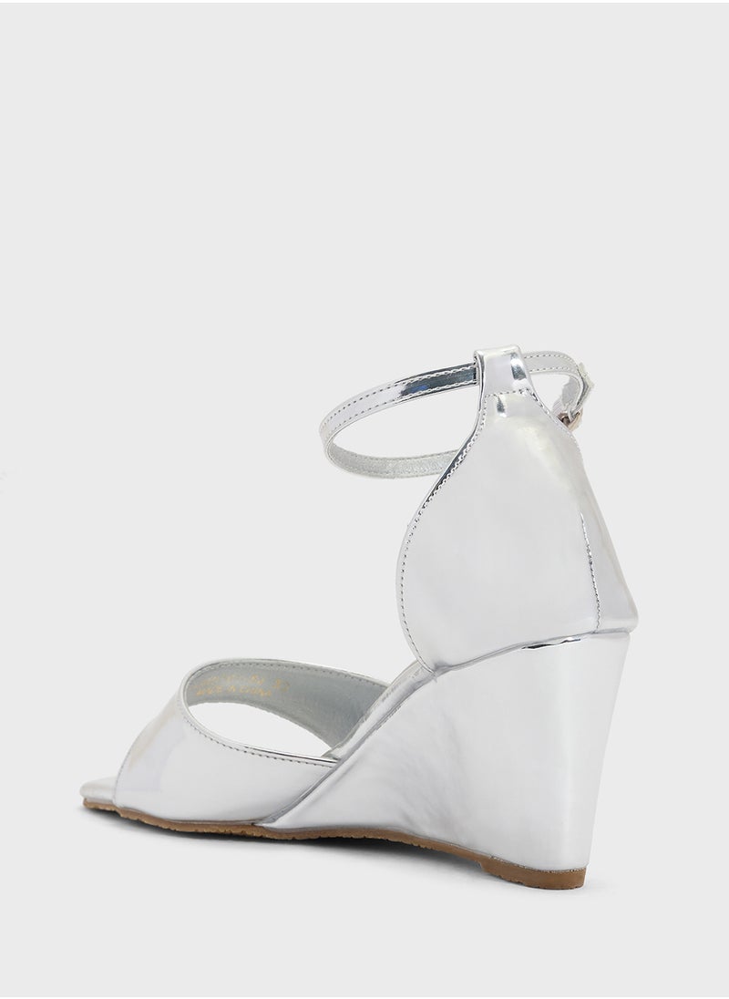 ELLA Mirror Counter Strap Wedge Sandal  - Image 3
