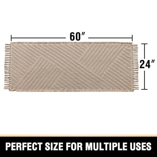 H.VERSAILTEX HVERSAILTEX Waffle Bath Runner Rug Long Bath Mat Super Absorbent Boho Bath Rugs Non Slip Bath Runner for Bathroom Floor Machine Washable Dry Fast Bathroom Rugs with Tassels 24 x 60 Irish Cream - Image 3