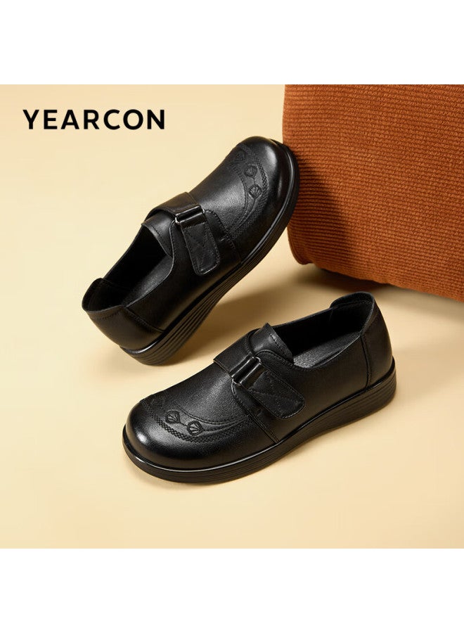 YEARCON Yierkang Women'S Shoes Comfortable Flat Mother Shoes Casual Single Shoes Women 13417W Black Size 38 - Image 1