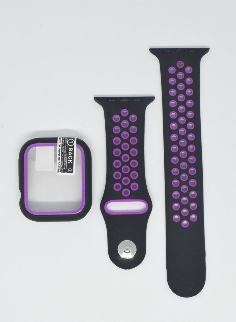 BORTONY Silicone Replacement Watch Band With Protective Cover For Apple Series 6/5/4/3 Size 42/44mm - Image 1