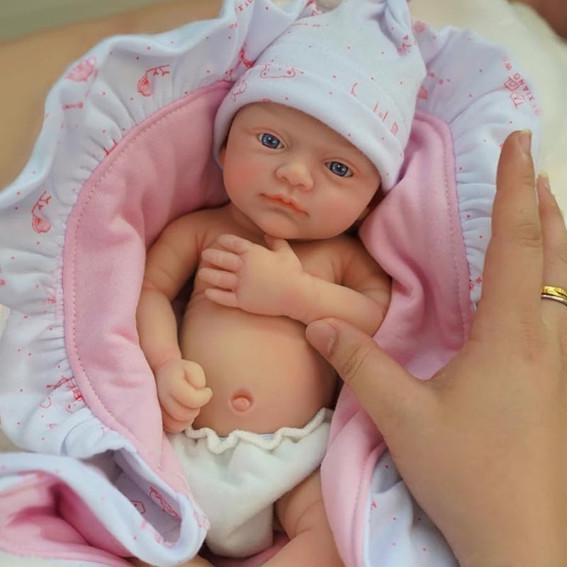 Mire & Mire Reborn Baby Dolls 12" Girl Micro Preemie Full Body Silicone Newborn Realistic Open Eyes Doll - Image 3