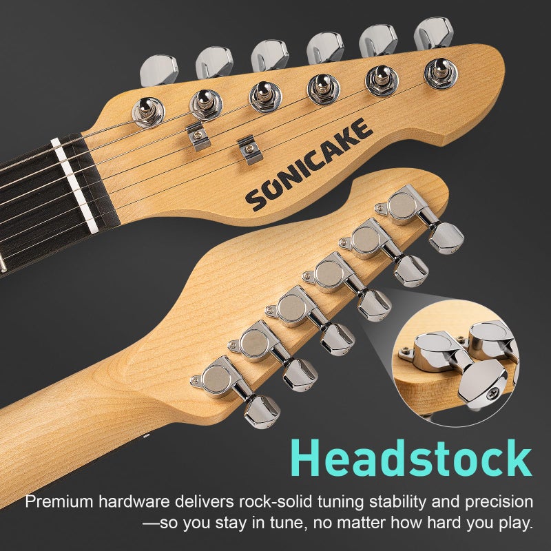 Sonicake Electric Guitar, 39" Beginner Electric Guitar, Classic SSS Pickup, Tremolo Bridge, Full-Size Lightweight Body, Rounded Fret Ends, Heel Adjustment Truss Rod (Sea Bubble Green) - Image 2