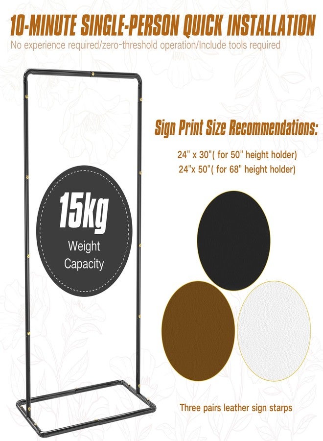 LIFENCE Blcak Wedding Sign Holder Adjustable Welcome to Our Wedding Sign Stand 68”x31”x 20” with 6 Leather Sign Hanging Straps +1 Storage Bag, Heavy Duty Metal Easel for Outdoor Wedding Signs, Includes Ground - Image 5