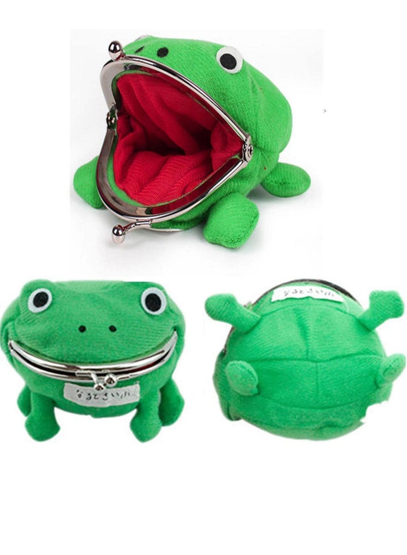SYOSI 2 Pcs Frog Coin Wallet, Cosplay Anime Cute Purse, Green Cartoon Plush Frog Money Bag, Frog Money Pouch with Lock, Novelty Toy, School Prize - Image 3
