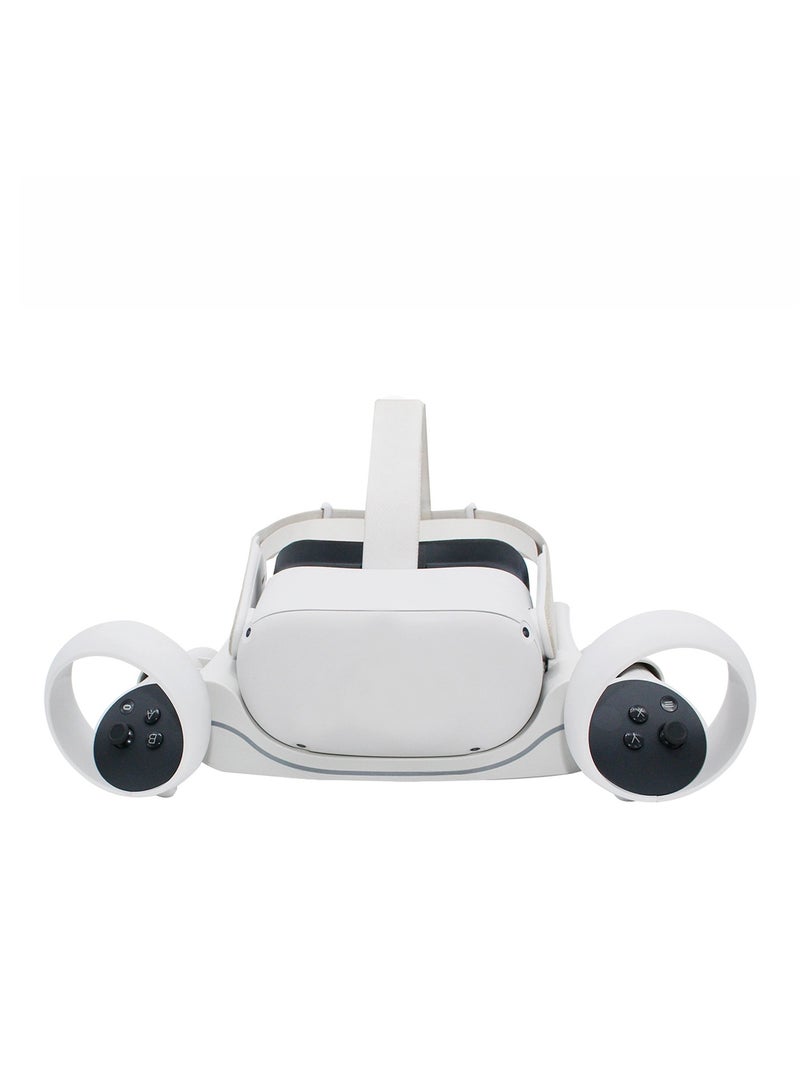 General Compatible with Oculus Quest 2 VR accessories. Multi-functional VR wall mount. Quick-charge base for the headset. Store and charge simultaneously.  - Image 1