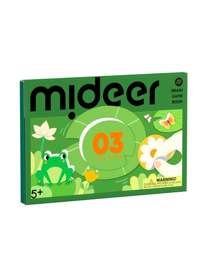 MiDeer Brain Game Book – Let’s Stick Level 3 | Advanced Sticker Art Craft Kit for Kids Ages 5+ with 50 Activity Sheets, Adhesive Stickers, Reward Sticker & Achievement Certificate | Enhances Creativity & Fine Motor Skills - Image 1