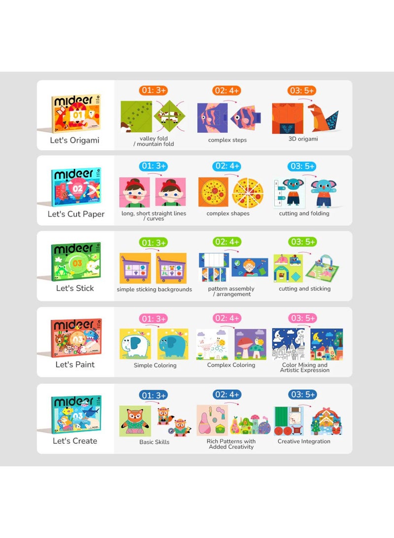 MiDeer Brain Game Book – Let’s Stick Level 3 | Advanced Sticker Art Craft Kit for Kids Ages 5+ with 50 Activity Sheets, Adhesive Stickers, Reward Sticker & Achievement Certificate | Enhances Creativity & Fine Motor Skills - Image 5