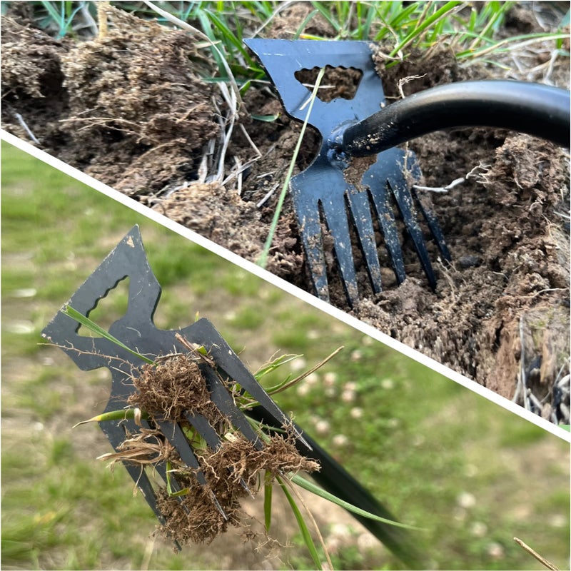utosday Weed Puller Tool-2Pcs Gardening Hand Weeder Tools, 2025 New Weeding Artifact Uprooting Weeding Tool, Manganese Steel Weed Removal TooL, 6 Teethes Dual Purpose Manual Weed Pulling Tool for Yard Gardenl - Image 4