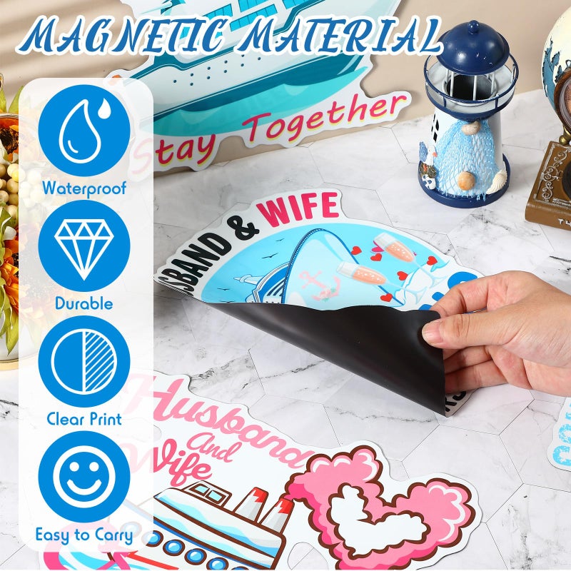 Hoteam 4 Pcs Couples Cruise Door Decorations Magnetic Husband and Wife Cruise Ship Door Funny Waterproof Nautical Magnets for Carnival Cabin Stateroom Fridge Car - Image 5