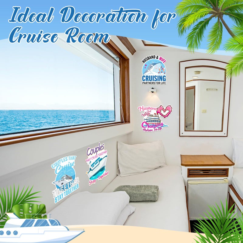 Hoteam 4 Pcs Couples Cruise Door Decorations Magnetic Husband and Wife Cruise Ship Door Funny Waterproof Nautical Magnets for Carnival Cabin Stateroom Fridge Car - Image 3