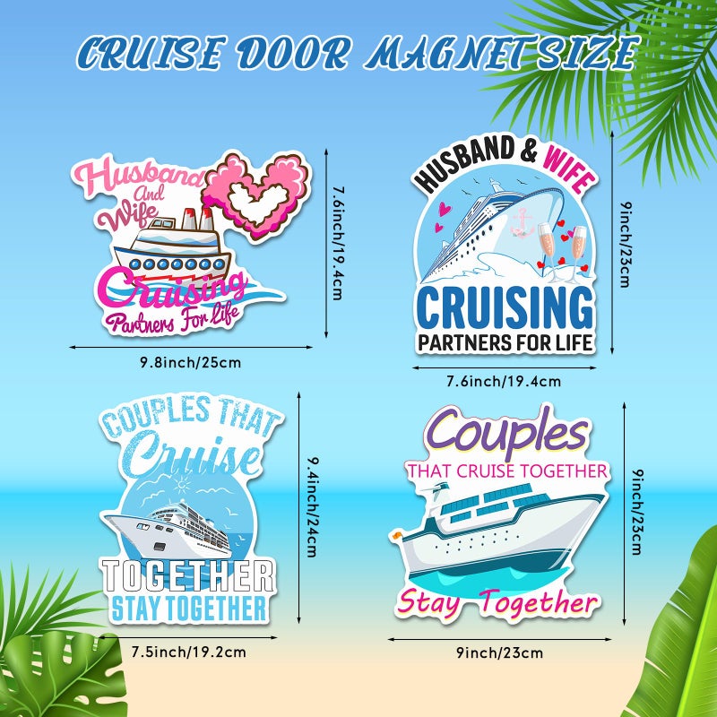 Hoteam 4 Pcs Couples Cruise Door Decorations Magnetic Husband and Wife Cruise Ship Door Funny Waterproof Nautical Magnets for Carnival Cabin Stateroom Fridge Car - Image 2