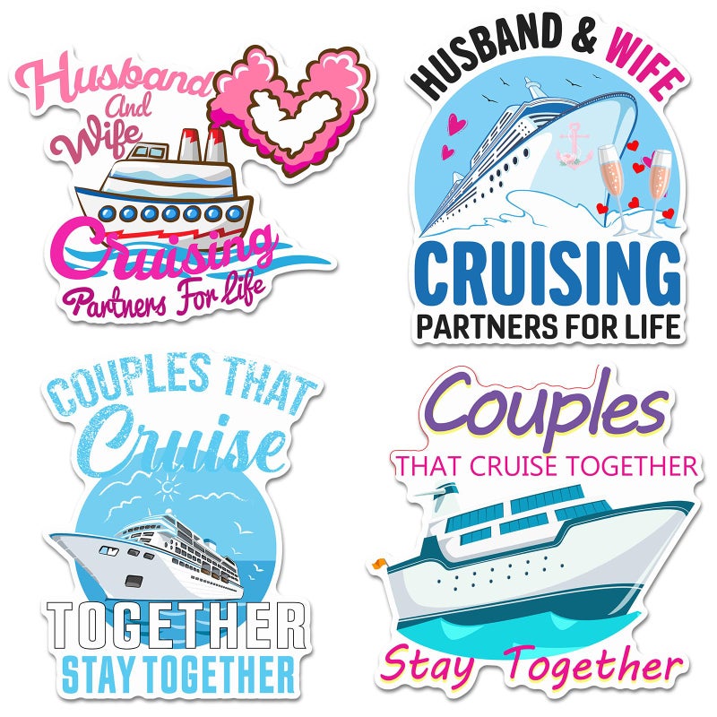 Hoteam 4 Pcs Couples Cruise Door Decorations Magnetic Husband and Wife Cruise Ship Door Funny Waterproof Nautical Magnets for Carnival Cabin Stateroom Fridge Car - Image 1