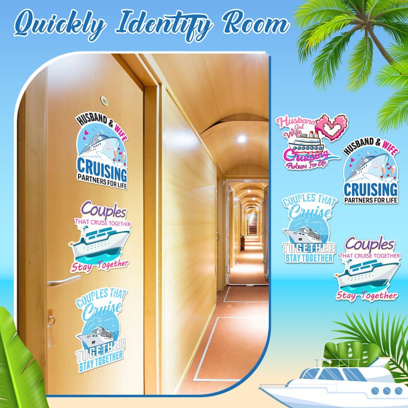 Hoteam 4 Pcs Couples Cruise Door Decorations Magnetic Husband and Wife Cruise Ship Door Funny Waterproof Nautical Magnets for Carnival Cabin Stateroom Fridge Car - Image 4