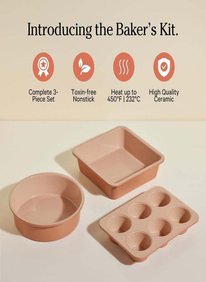 Our Place Wonder Oven Baker’s Kit - 3-Piece Toxin-Free Ceramic Nonstick Bakeware Set (8” Round, 8” Square, 6-Cup Muffin Pan) - Oven-Safe up to 450°F - Spice - Image 3