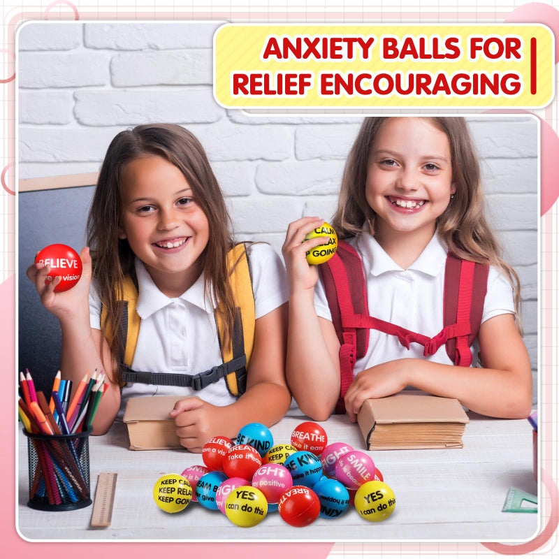 Liliful 48 Pieces Motivational Stress Balls Bulk For Adults Fidget Toys End Of The Year Gifts Inspirational Squeeze Balls Employee Appreciation Gift Adult Goodie Bag 2. 2 Inch(Morandi Color) - Image 5