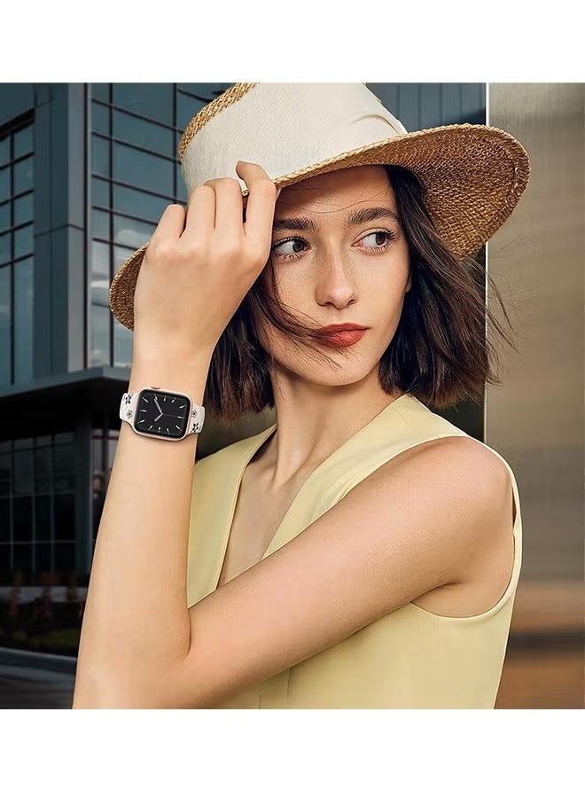 بولوز 2 جهاز كمبيوتر شخصي لحزام ساعة آبل ، فرق محفورة بالزهور متوافقة مع فرقة ساعة آبل 41 مم 40 مم 42 مم 38 مم للنساء ، فرق الزهور اللطيفة iWatch ناعمة السيليكون الرياضي - Image 4