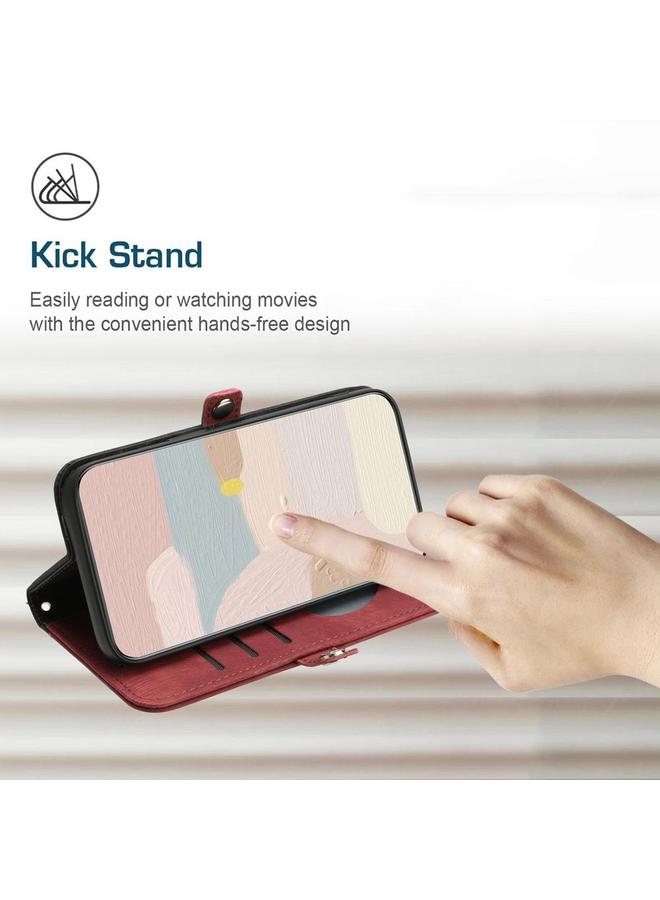 Zaboon Case For Infinix Hot 50 Pro 4G Side Buckle Double Fold Hand Strap Leather Phone Case - Image 5