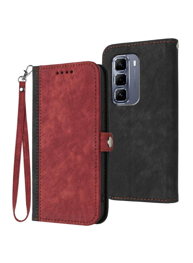 Zaboon Case For Infinix Hot 50 Pro 4G Side Buckle Double Fold Hand Strap Leather Phone Case - Image 1