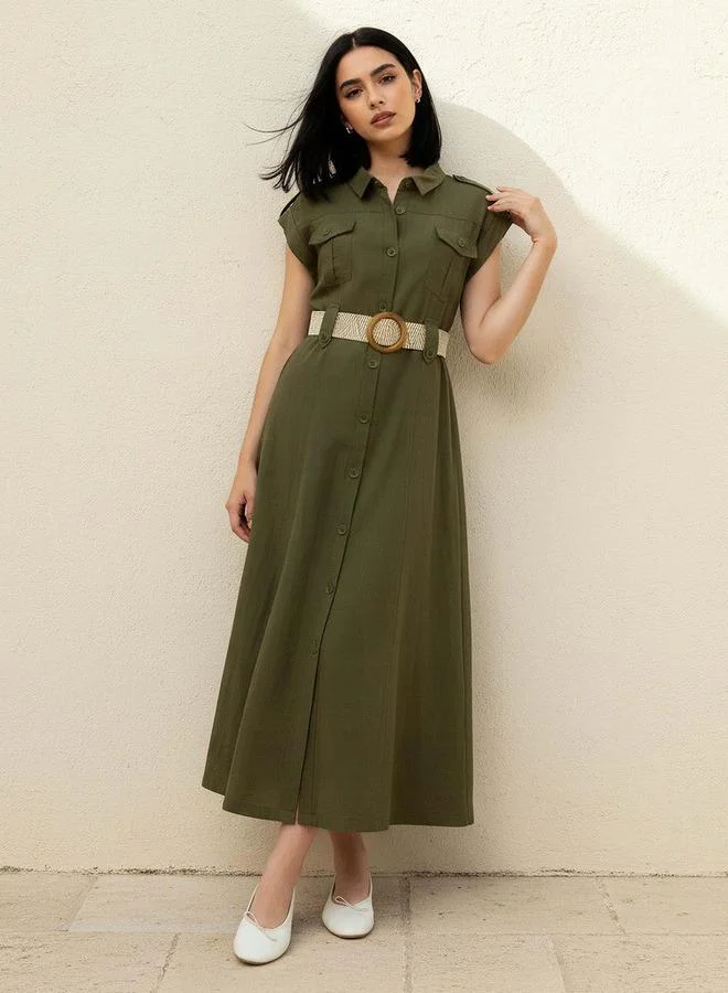 Splash FAV Midi Shirt Dress with Belt