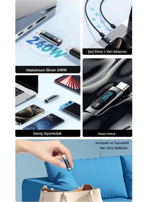 ESSAGER Type-C To Type-C 240W Fast Adapter Converter Digital Display Latest Generation Technology  - Image 3