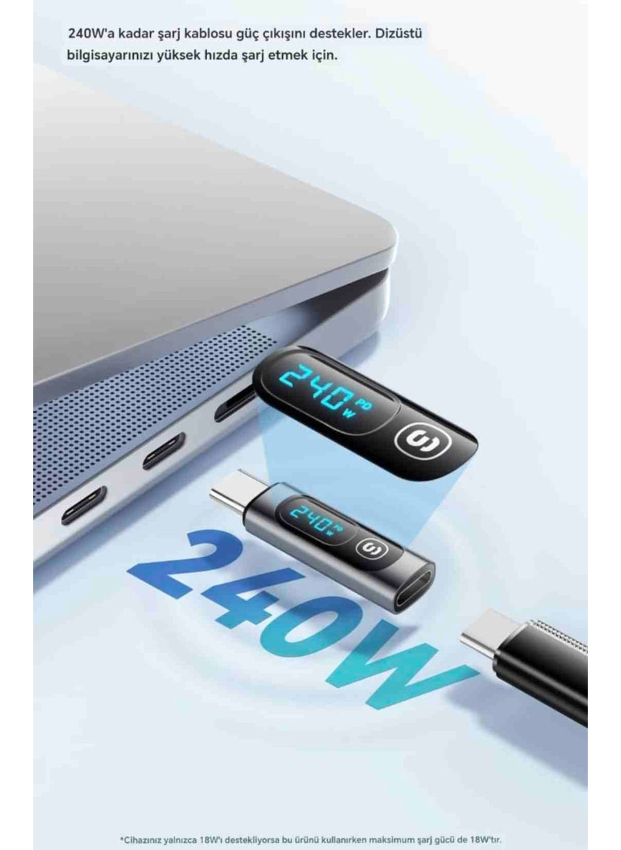 ESSAGER - Type-C To Type-C 240W Fast Adapter Converter Digital Display Latest Generation Technology - Image 1