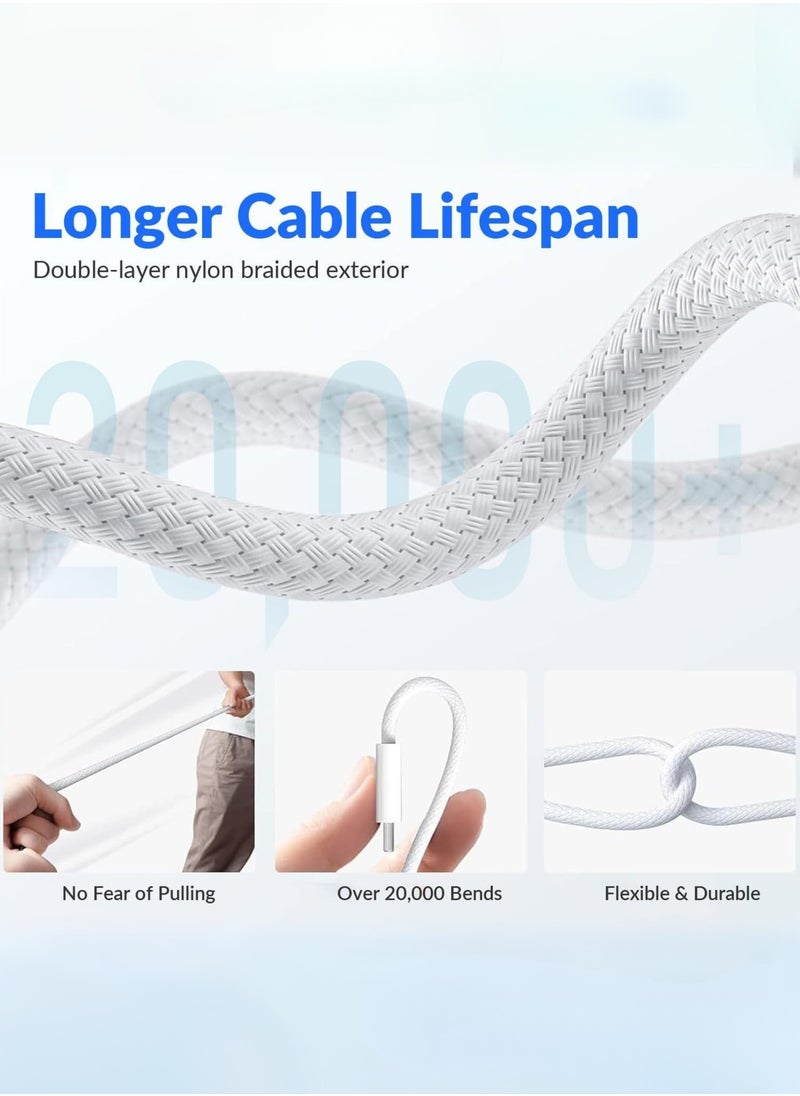LEDASON Braided USB-C to C Cable 60W PD (USB Type-C Fast Charge Cable for Samsung, Pixel, iPad Pro and More) - 1m, | White  - Image 2