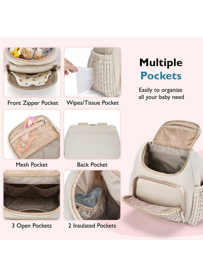 MOMMORE Diaper Bag Small Diaper Backpack Stylish Toddler Baby Mini Maternity Bags Travel Backpacks with Insulated Pockets, Changing Pad, Stroller Straps - Image 4