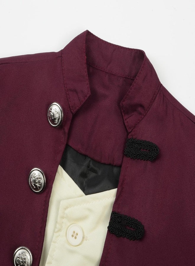 JerrisApparel Boys Colonial Costume Founding Father 18th Century Historical Outfit Halloween School Play (7-8 years/140cm, Burgundy) - Image 2