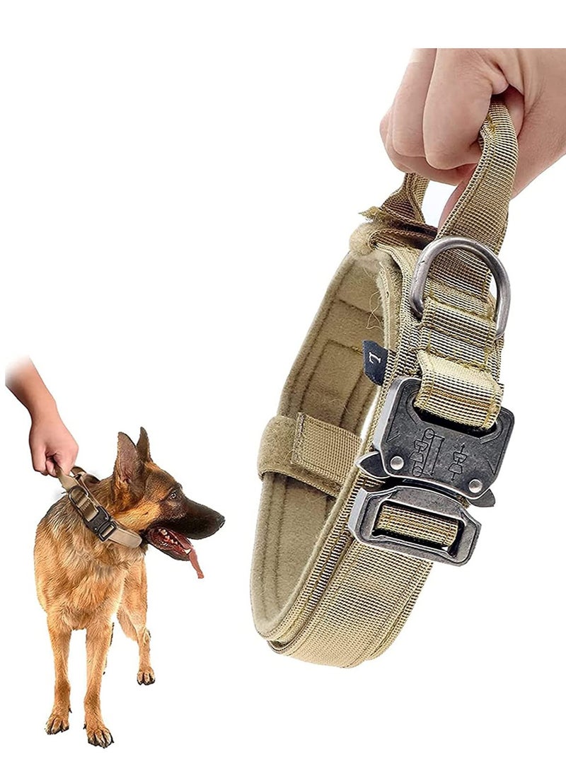 SOLARAE أطواق كلاب تكتيكية قابلة للتعديل، طوق كلاب سميك من النايلون مع مقبض للتدريب، قفل معدني ثقيل للإفراج السريع، عسكري للكلاب الصغيرة والمتوسطة والكبيرة L - Image 1