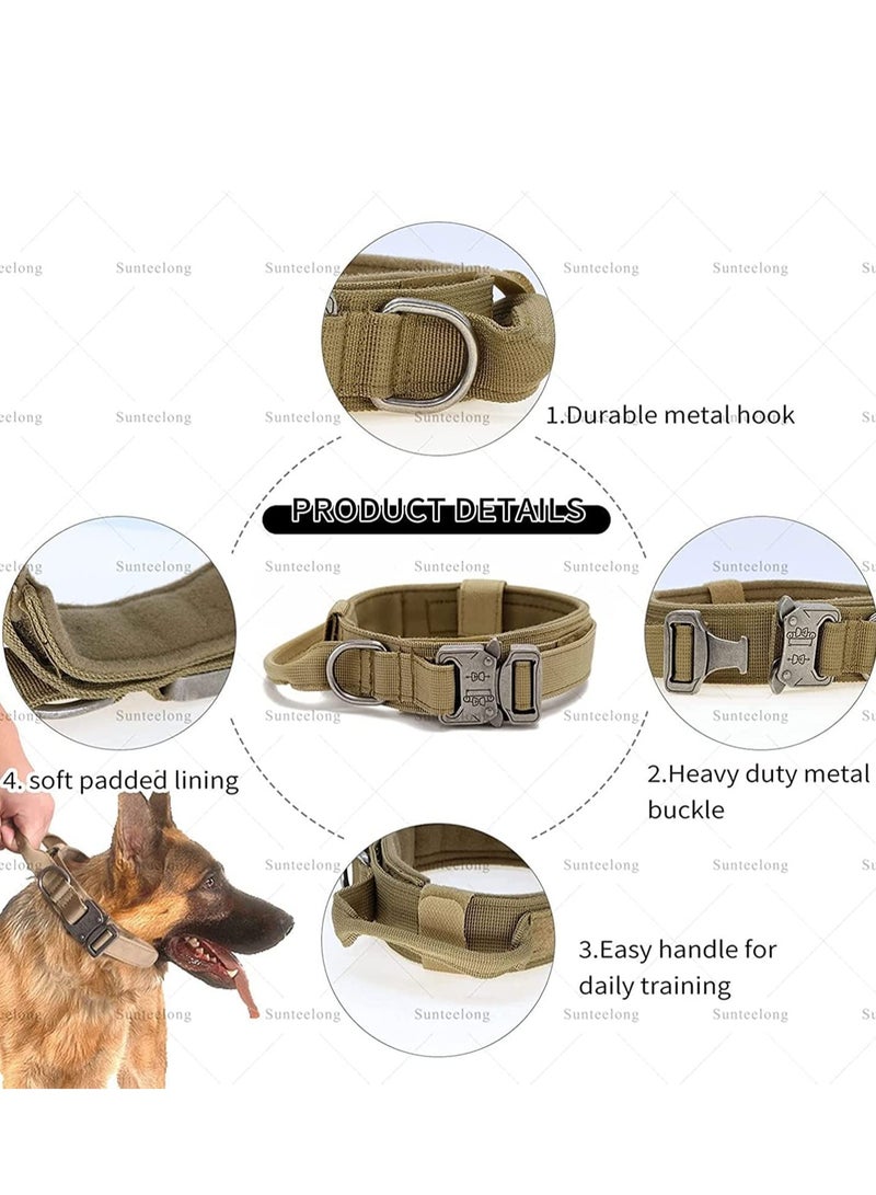 SOLARAE أطواق كلاب تكتيكية قابلة للتعديل، طوق كلاب سميك من النايلون مع مقبض للتدريب، قفل معدني ثقيل للإفراج السريع، عسكري للكلاب الصغيرة والمتوسطة والكبيرة L - Image 4