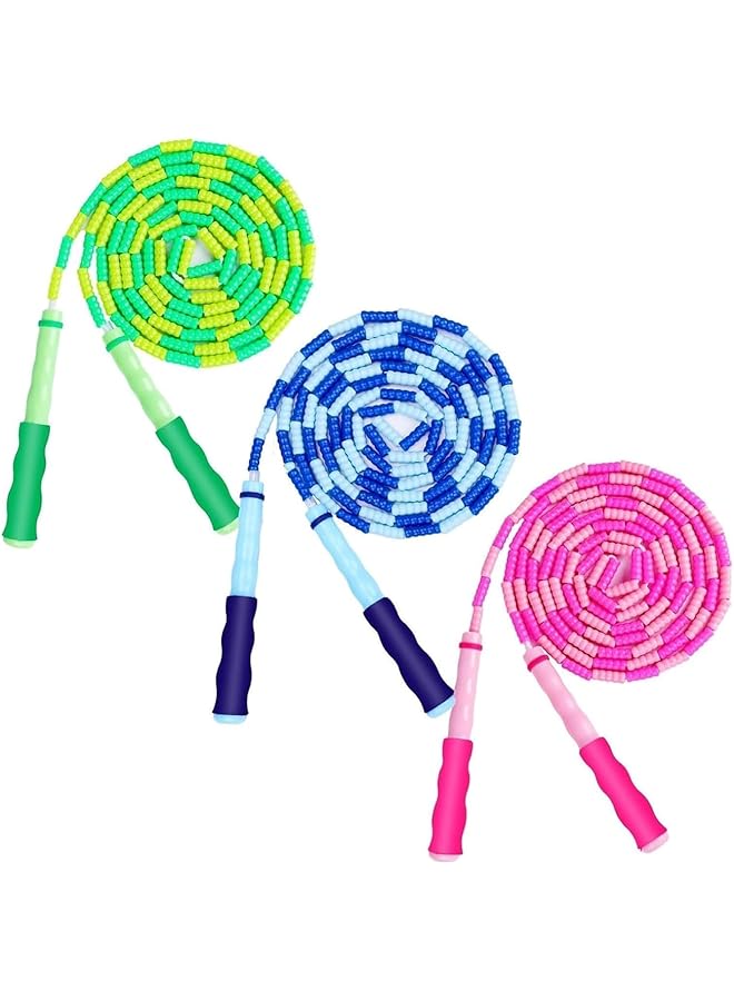 Jump Rope, 3 Pack Soft Beaded Adjustable Length Tangle-Free Segmented Jump Rope Soft Beaded Skipping Rope for Women Men and Kids Keeping Fit Workout and Weight Loss Fitness Exercise Equipment