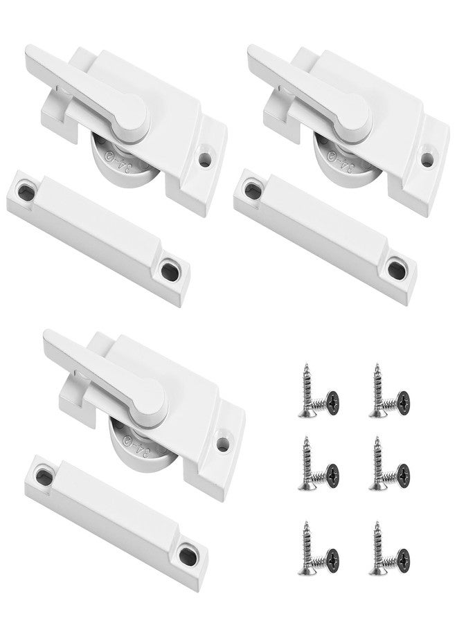 Quadafy 3 Pack Window Sash Locks - Sliding Window Latch Replacement for Single-Hung and Double-Hung, White Cam Lock for Vertical and Horizontal Sliding Windows - Image 1