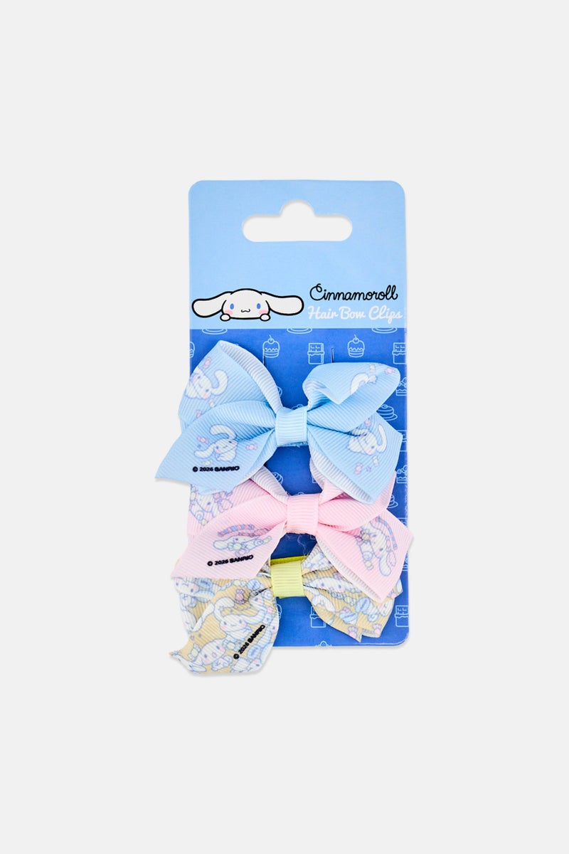 Sanrio Kids Girl 3 Pcs Cinnamoroll Hair Bow Clips, Multicolor - Image 1
