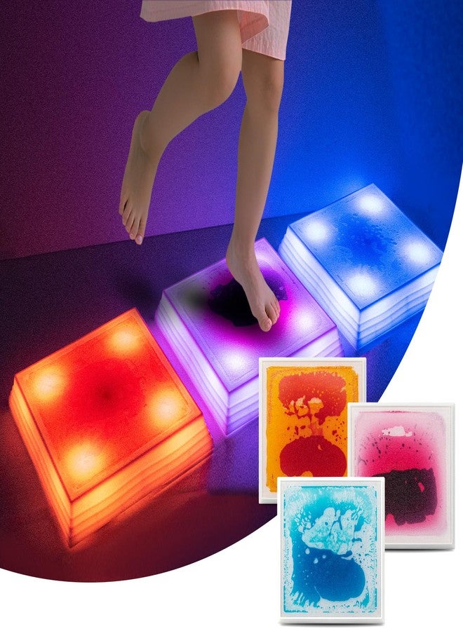 Art3d 12×12 Inch Sensory Interactive Liquid Motion Tiles for Toddlers Kids & Adult - Touch Sensitive 7 Color Changing Flooring Tile for Home Décor, Indoor & Outdoor Activities, 3-Pack - Image 1