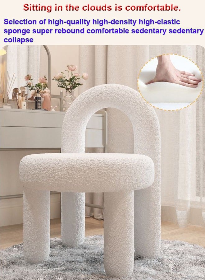 fashionhome Modern Single Sofa Comfy Fluffy Vanity Chair Elegant Furry Makeup Desk Chairs for Bedroom Living Room 47 x 44 x 77 Centimeter - Image 3