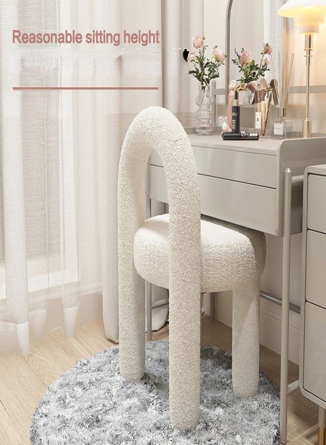fashionhome Modern Single Sofa Comfy Fluffy Vanity Chair Elegant Furry Makeup Desk Chairs for Bedroom Living Room 47 x 44 x 77 Centimeter - Image 4