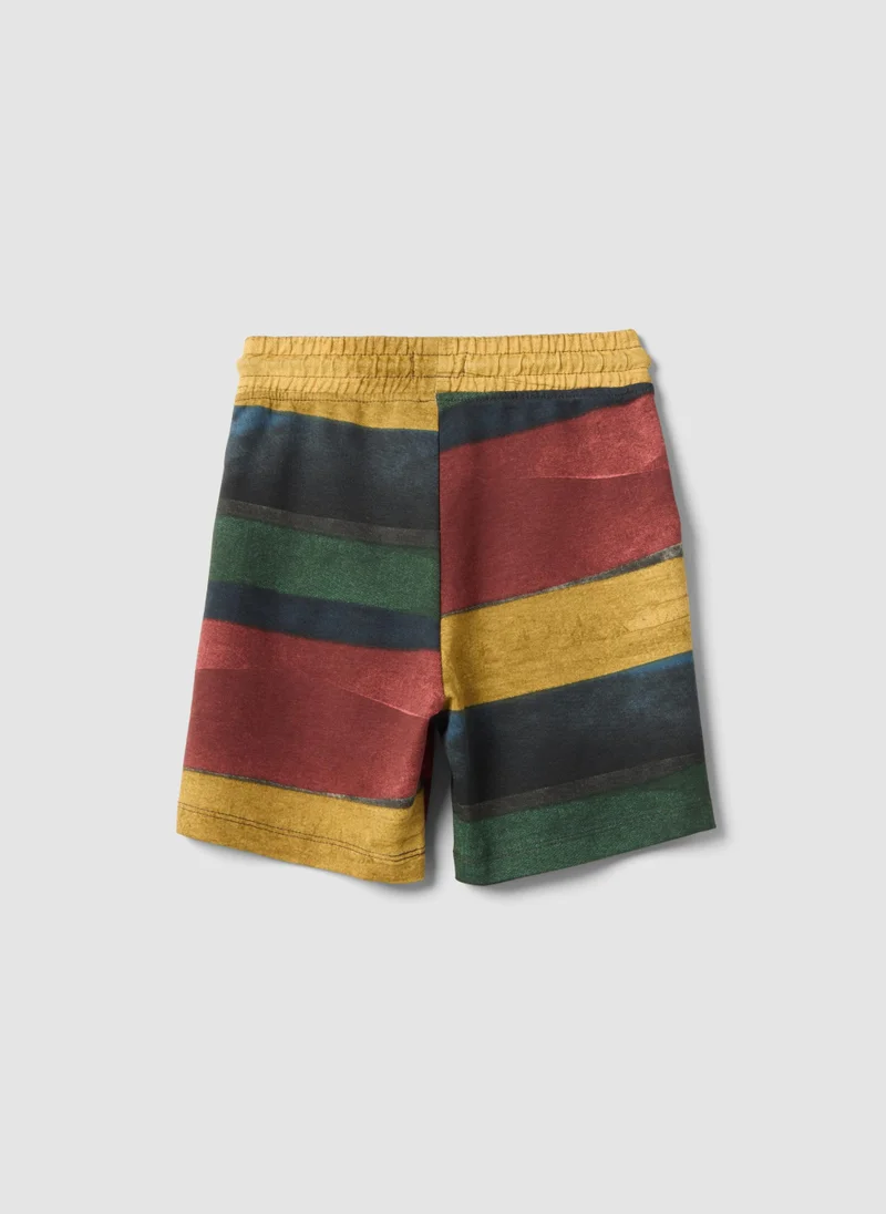 او في اس OVS Multicolour Striped Pure Cotton Shorts For Boys