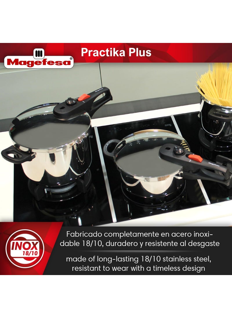 Magefesa MAGEFESA Practika Plus 33Quart Pressure Cooker  1810 Stainless Steel Induction Compatible 5Layer Heat Diffuser Bottom 5 Safety Systems Even Heat Distribution  - Image 4