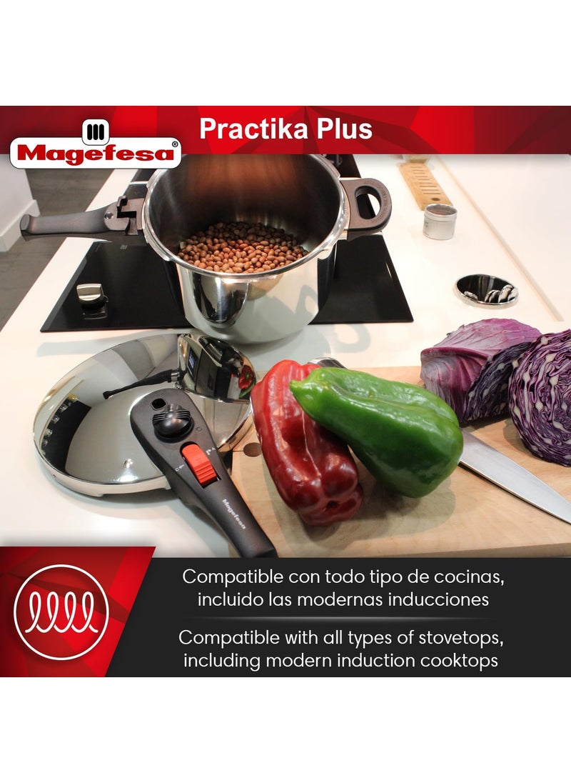 Magefesa MAGEFESA Practika Plus 33Quart Pressure Cooker  1810 Stainless Steel Induction Compatible 5Layer Heat Diffuser Bottom 5 Safety Systems Even Heat Distribution  - Image 5
